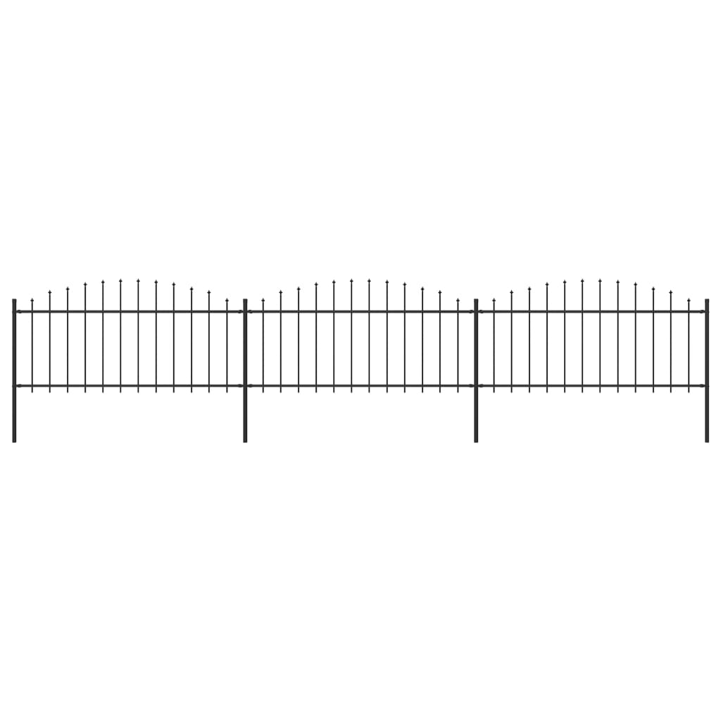 vidaXL Κάγκελα Περίφραξης με Λόγχες Μαύρα (0,5-0,75) x 5,1 μ. Ατσάλινα