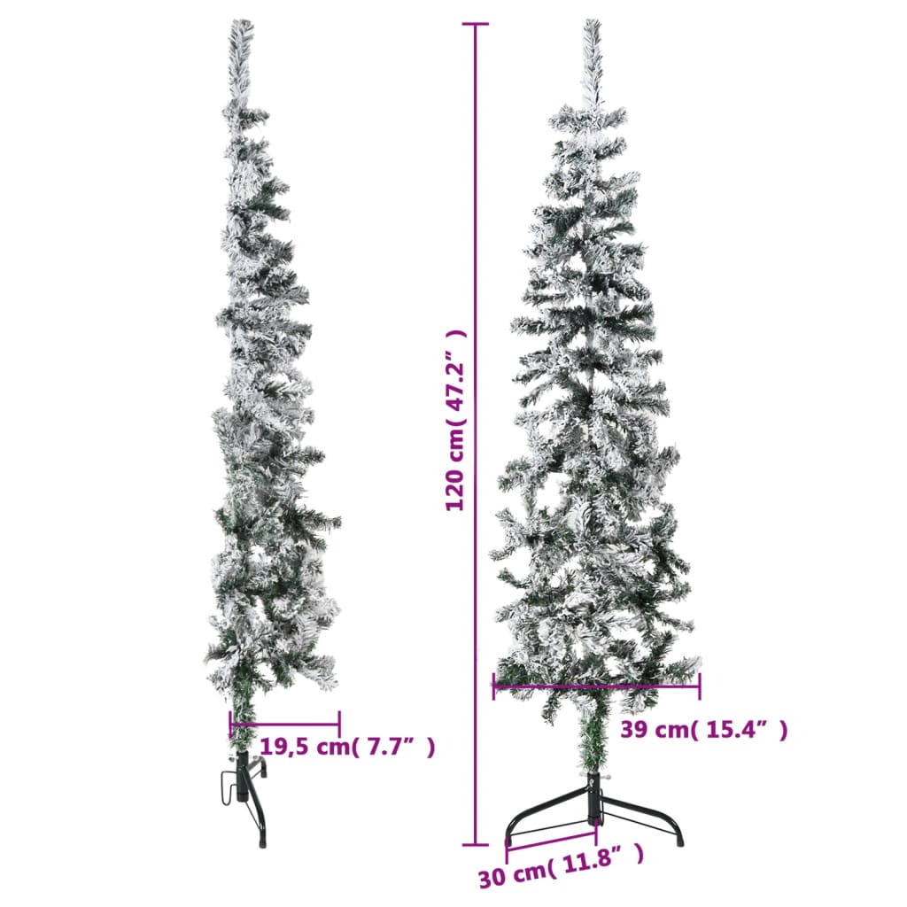 vidaXL Χριστουγεννιάτικο Δέντρο Slim Τεχνητό Μισό Με Χιόνι 120 εκ.