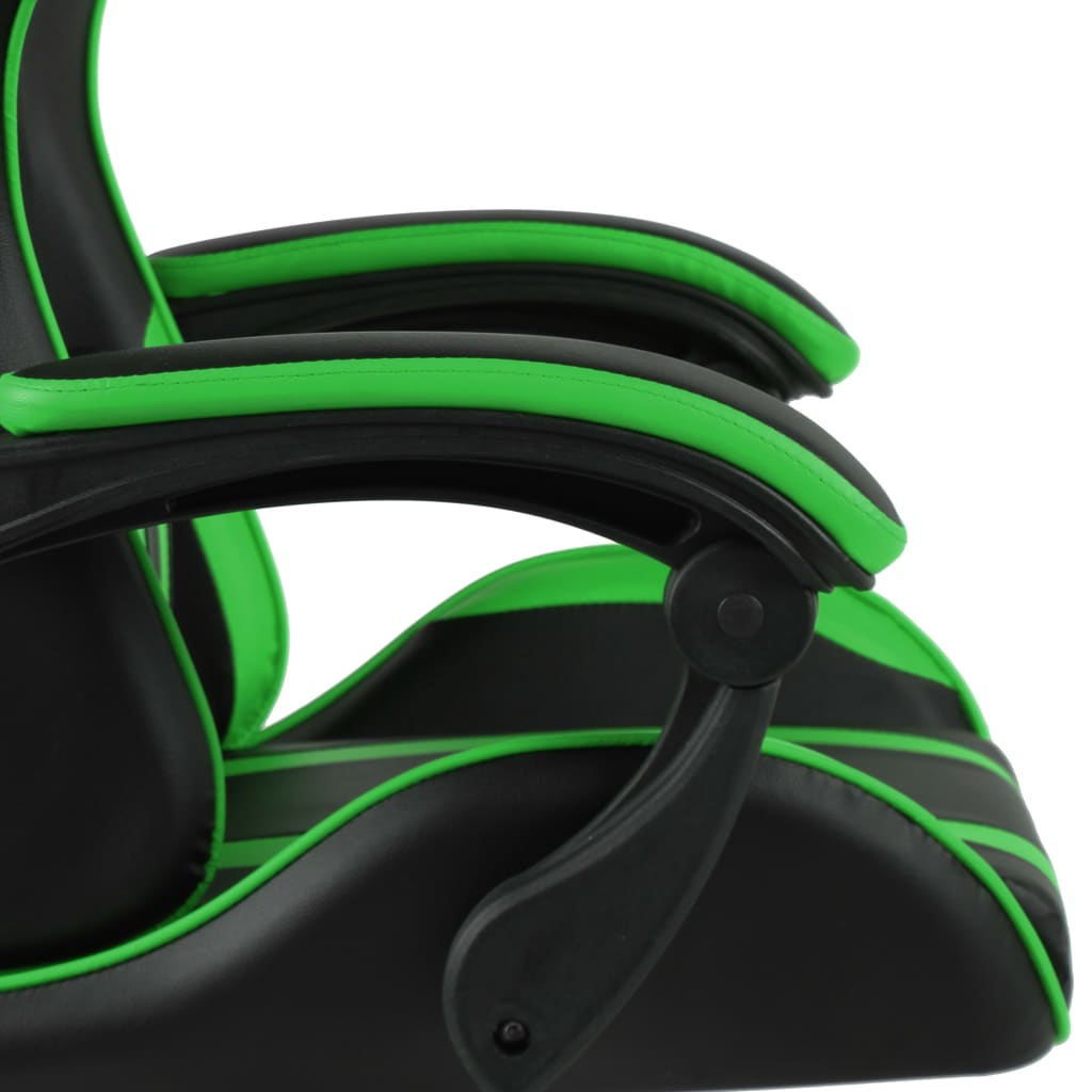 vidaXL Καρέκλα Racing με Υποπόδιο Μαύρο / Πράσινο από Συνθετικό Δέρμα