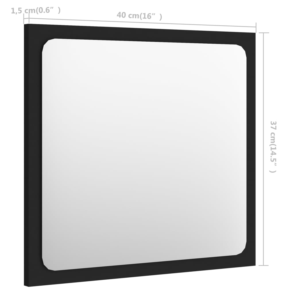 vidaXL Καθρέφτης Μπάνιου Μαύρος 40 x 1,5 x 37 εκ. από Μοριοσανίδα