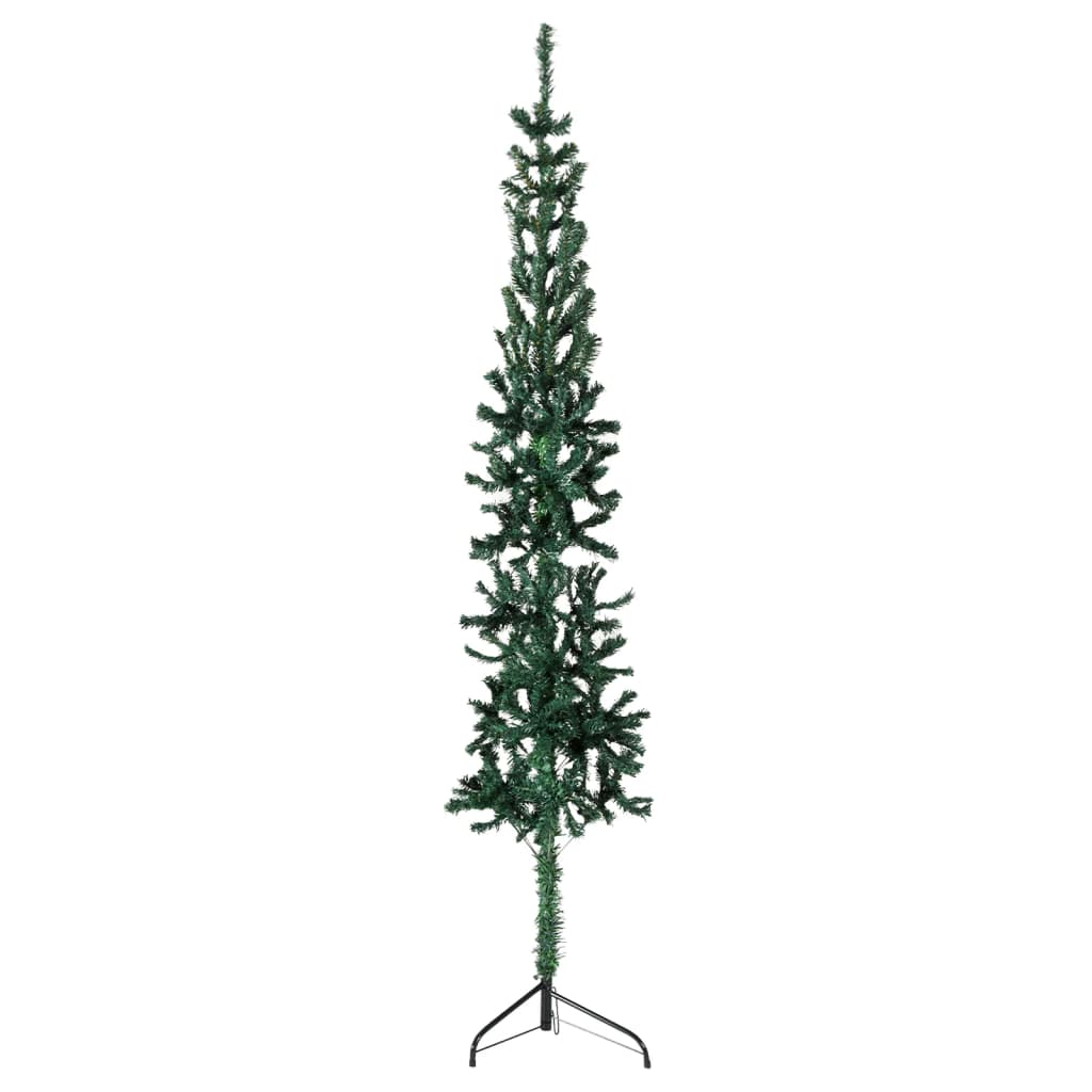 vidaXL Χριστουγεν. Δέντρο Slim Τεχνητό Μισό Με Βάση Πράσινο 240 εκ.