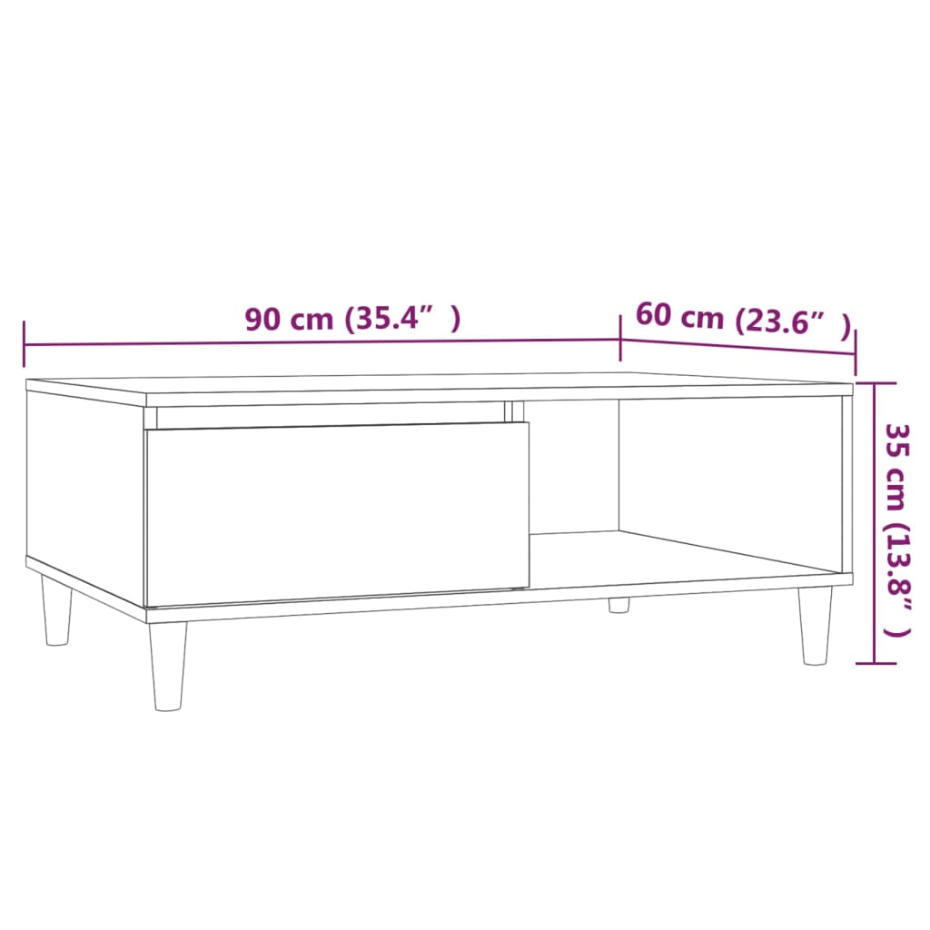 vidaXL Τραπεζάκι Σαλονιού Καπνιστή Δρυς 90x60x35 εκ. από Μοριοσανίδα