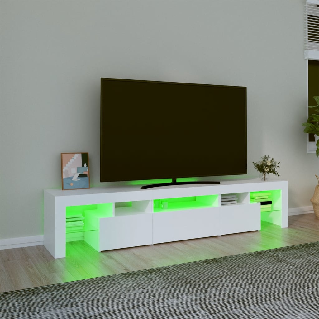 vidaXL Έπιπλο Τηλεόρασης με LED Λευκό 200 x 36,5 x 40 εκ.