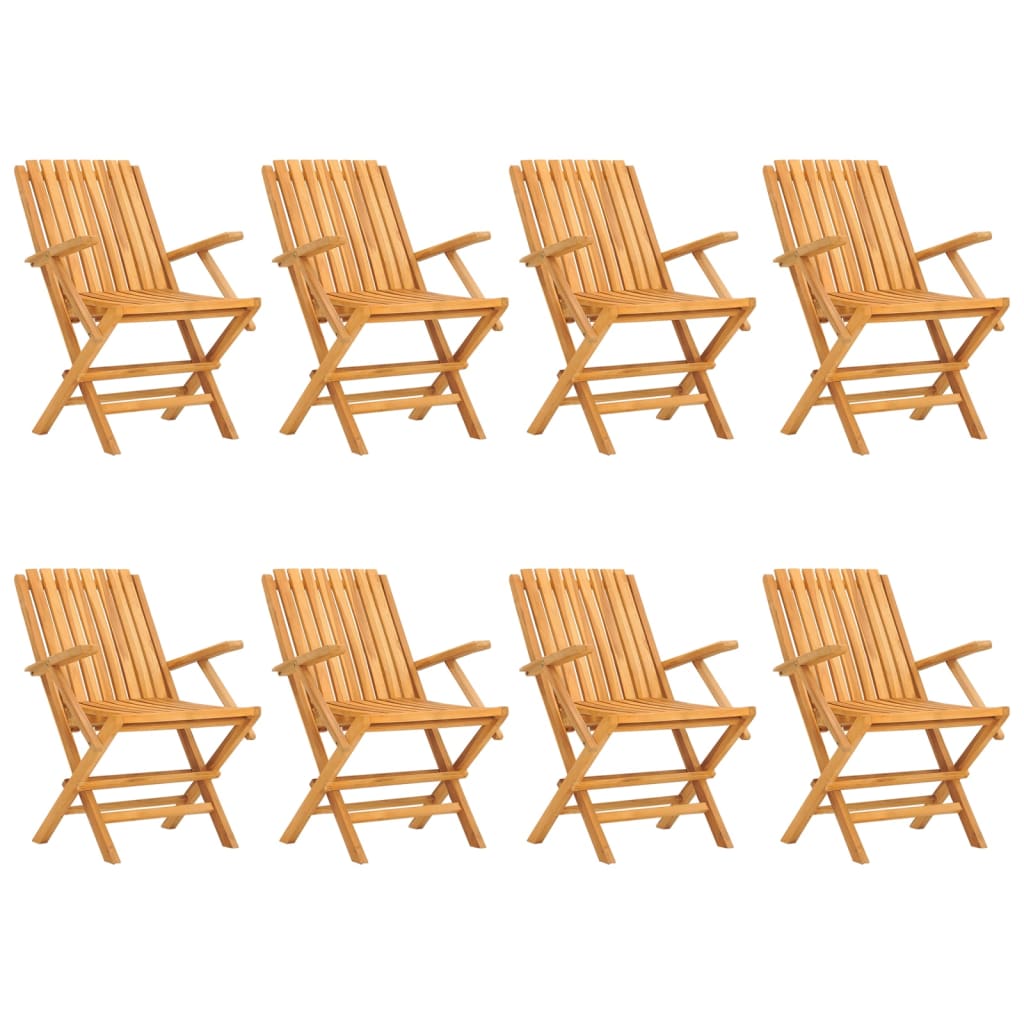 vidaXL Καρέκλες Κήπου Πτυσσόμενες 8 τεμ. 61x67x90 εκ. Μασίφ Ξύλο Teak