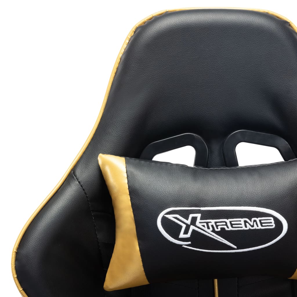 vidaXL Καρέκλα Gaming με Υποπόδιο Μαύρο/Χρυσός από Συνθετικό Δέρμα