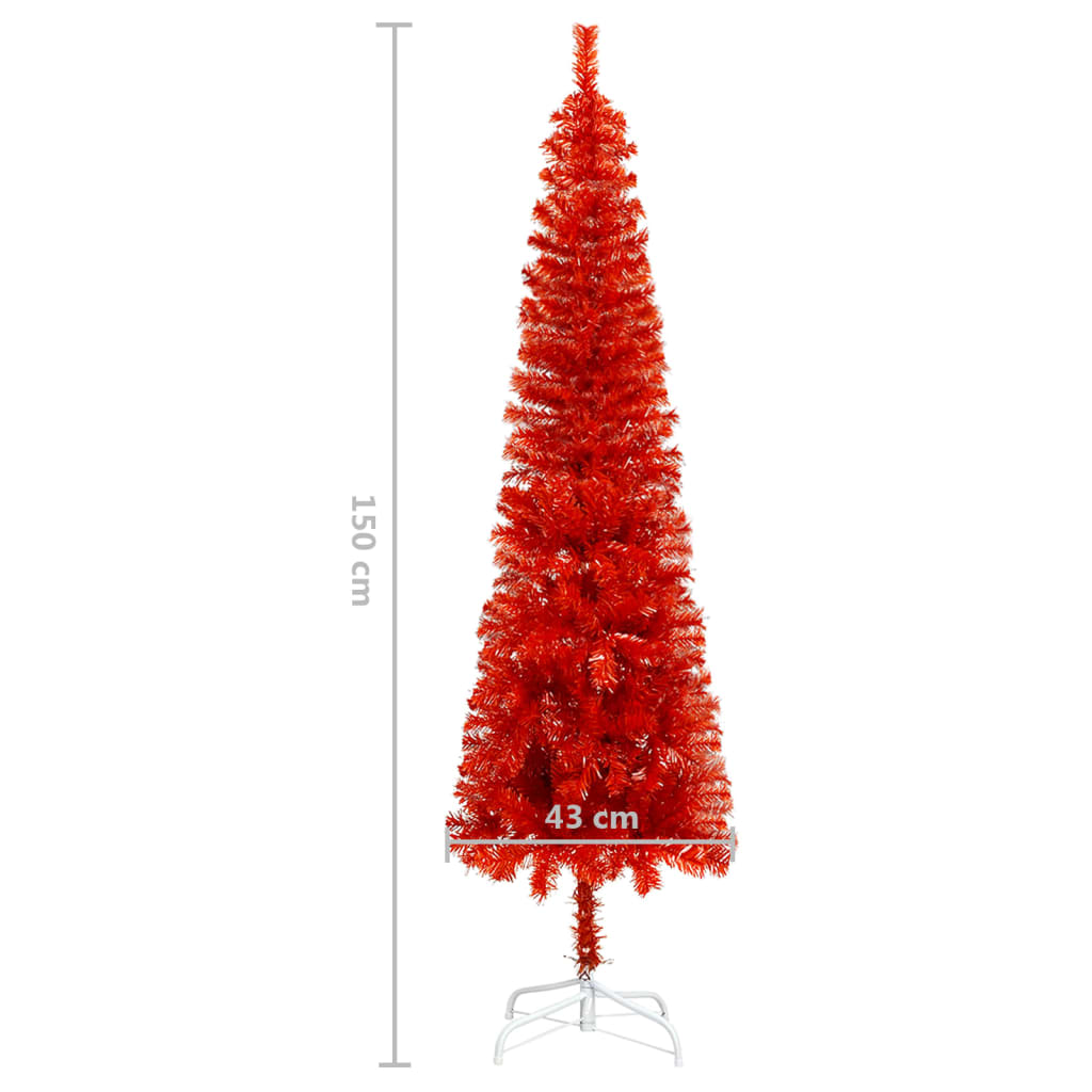 vidaXL Χριστουγεν. Δέντρο Προφωτ. Τεχνητό Μπάλες Slim Κόκκινο 150 εκ
