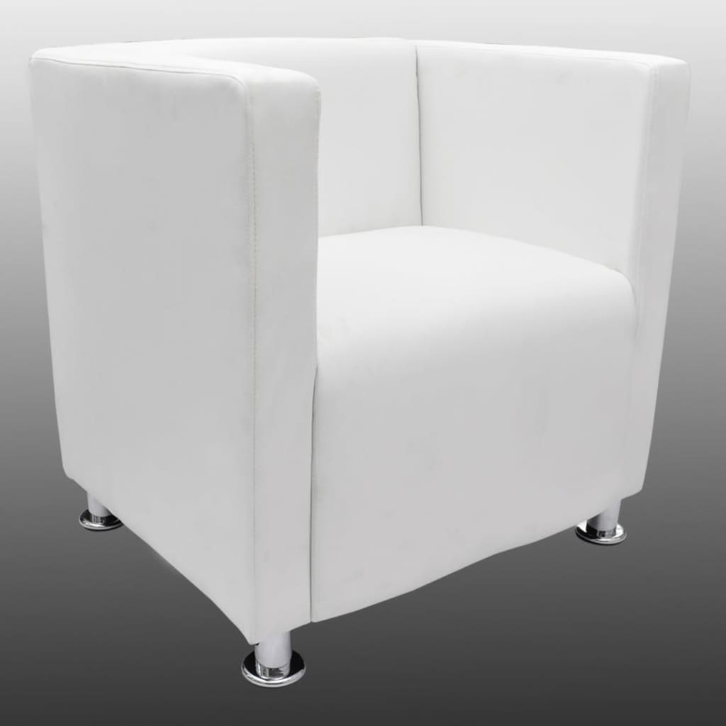 vidaXL Πολυθρόνα Cube Λευκή από Συνθετικό Δέρμα