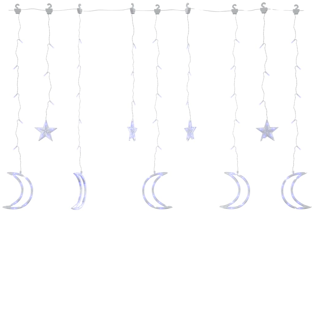 vidaXL Λαμπάκια σε Σχήμα Αστέρι & Φεγγάρι Μπλε Χειριστ. 138 LED