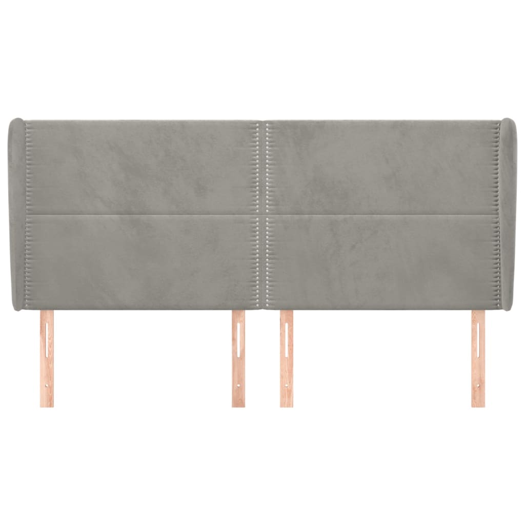 vidaXL Κεφαλάρι με Πτερύγια Ανοιχτό Γκρι 183x23x118/128 εκ. Βελούδινο