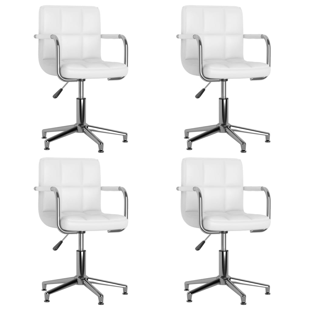 vidaXL Καρέκλες Τραπεζαρίας Περιστρεφόμενες 4 τεμ. Λευκές Δερματίνη