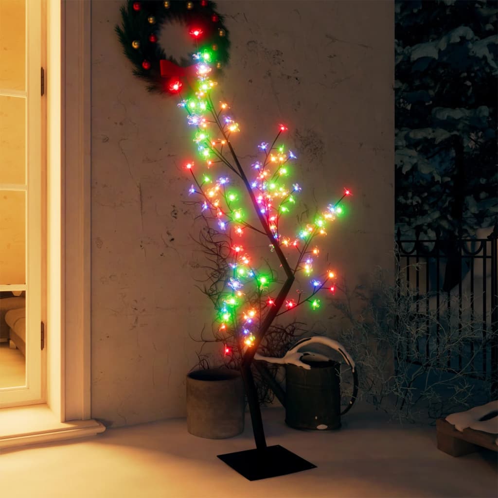 vidaXL Χριστουγεννιάτικο Δέντρο Κερασιά 128 LED Πολύχρωμο Φως 120 εκ.