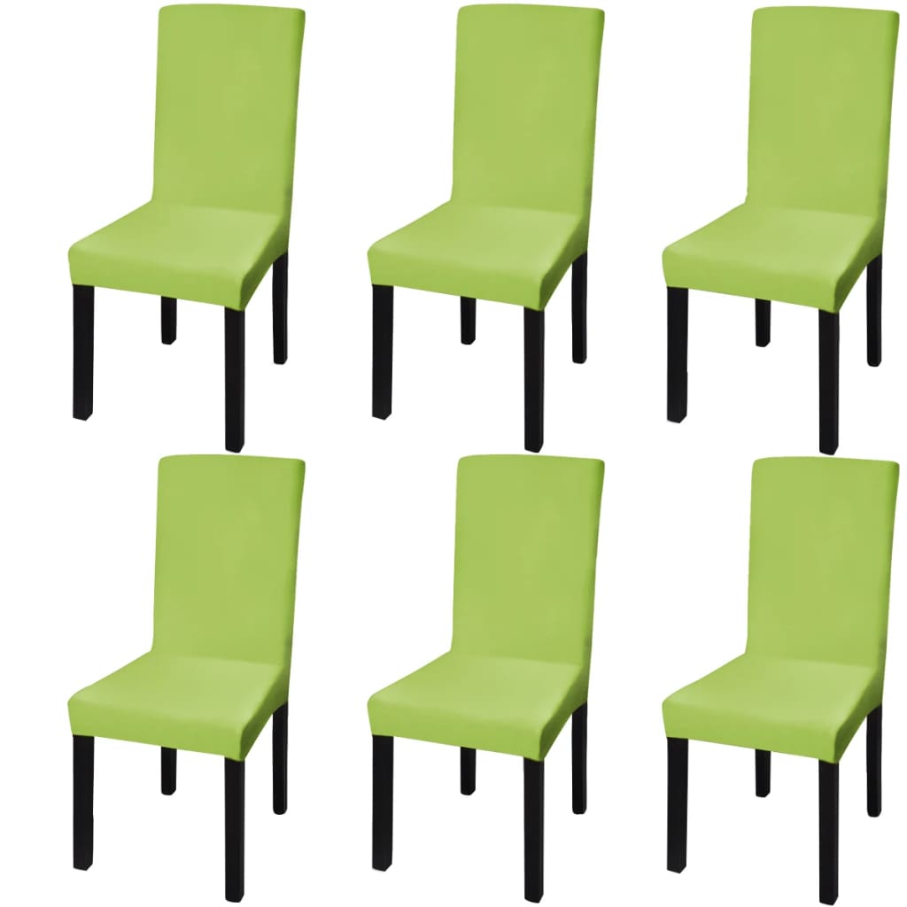 vidaXL Κάλυμμα Καρέκλας Ελαστικό Ίσιο 6 τεμ. Πράσινο