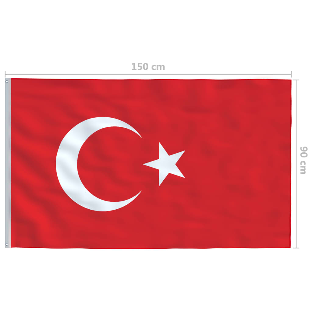 vidaXL Σημαία Τουρκίας 6,2 μ. με Ιστό Αλουμινίου
