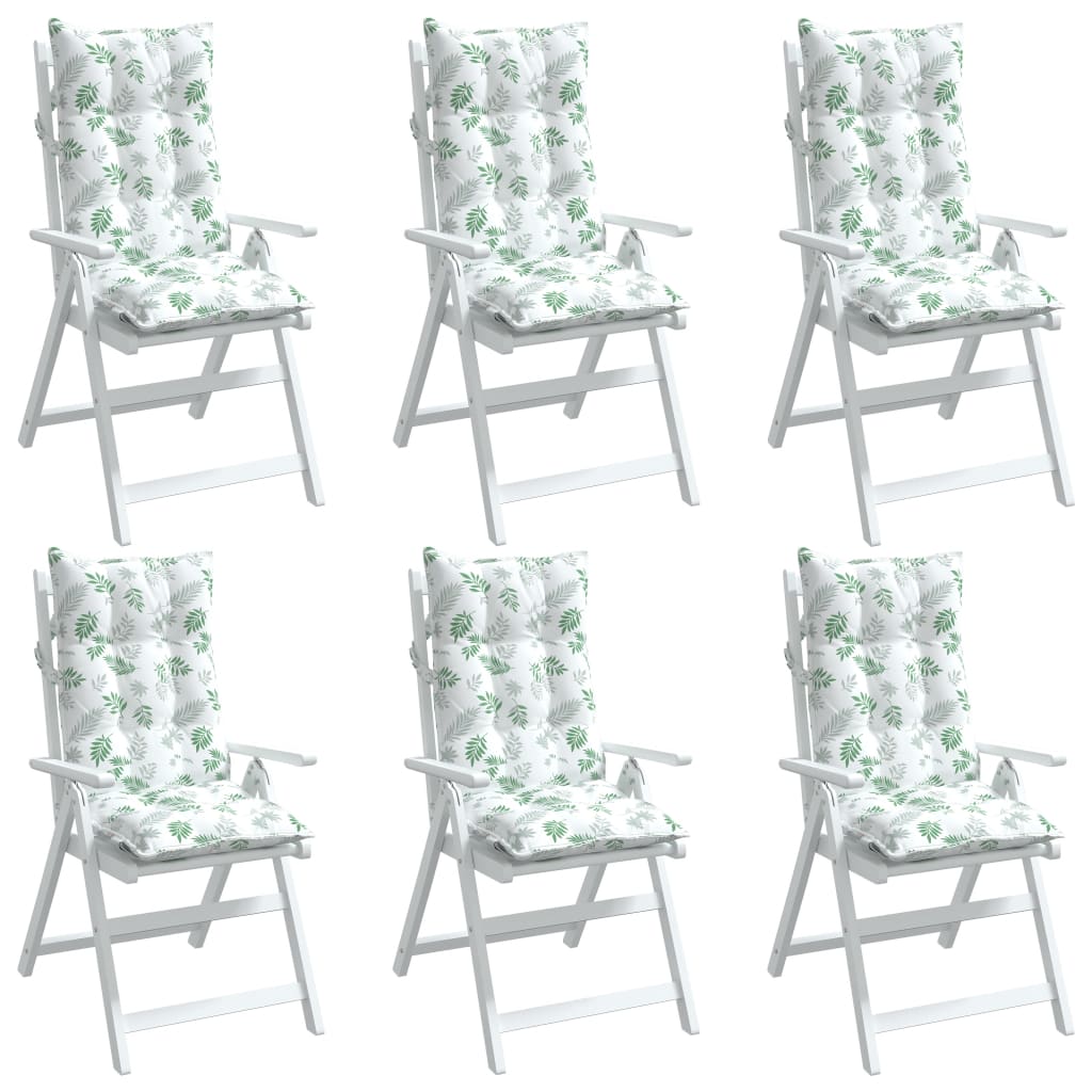 vidaXL Μαξιλάρια Καρέκλας με Ψηλή Πλάτη 6 τεμ. Σχ. Φύλλα Ύφασμα Oxford