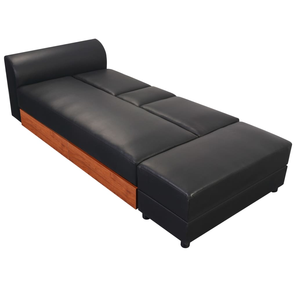 vidaXL Καναπές - Κρεβάτι Μαύρος από Συνθετικό Δέρμα