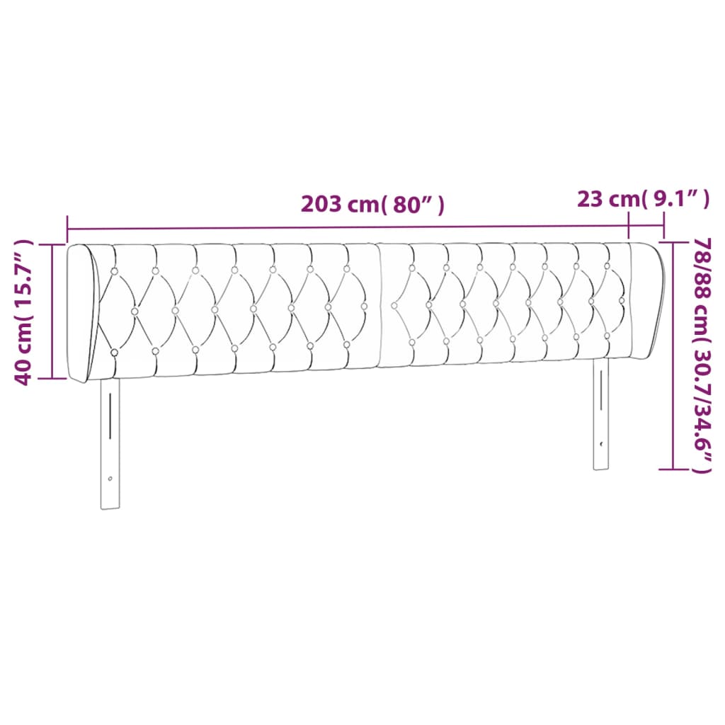 vidaXL Κεφαλάρι με Πτερύγια Taupe 203 x 23 x 78/88 εκ. Υφασμάτινο