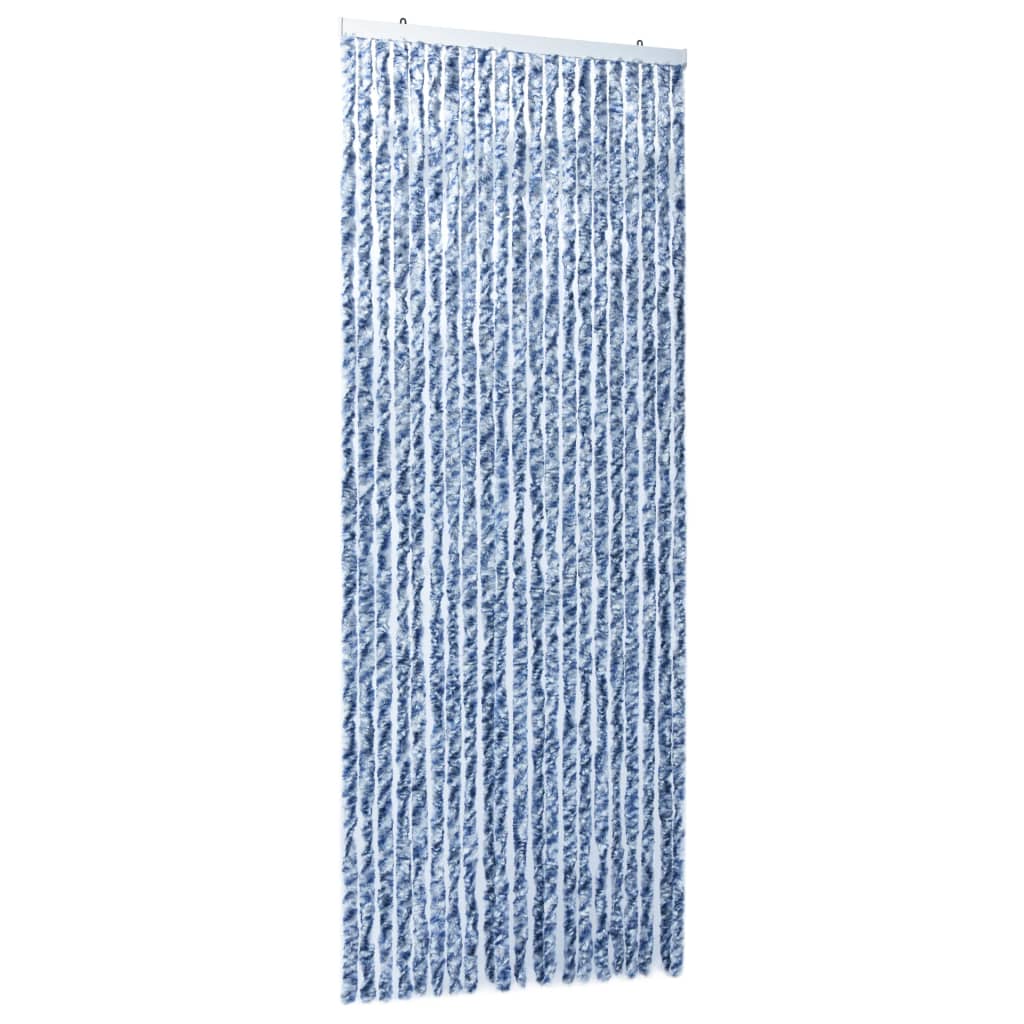 vidaXL Σήτα - Κουρτίνα Πόρτας Μπλε/Λευκό/Ασημί 90 x 220 εκ. από Σενίλ