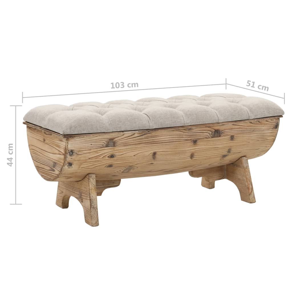 vidaXL Πάγκος Αποθήκευσης 103 x 51 x 44 εκ. από Μασίφ Ξύλο και Ύφασμα