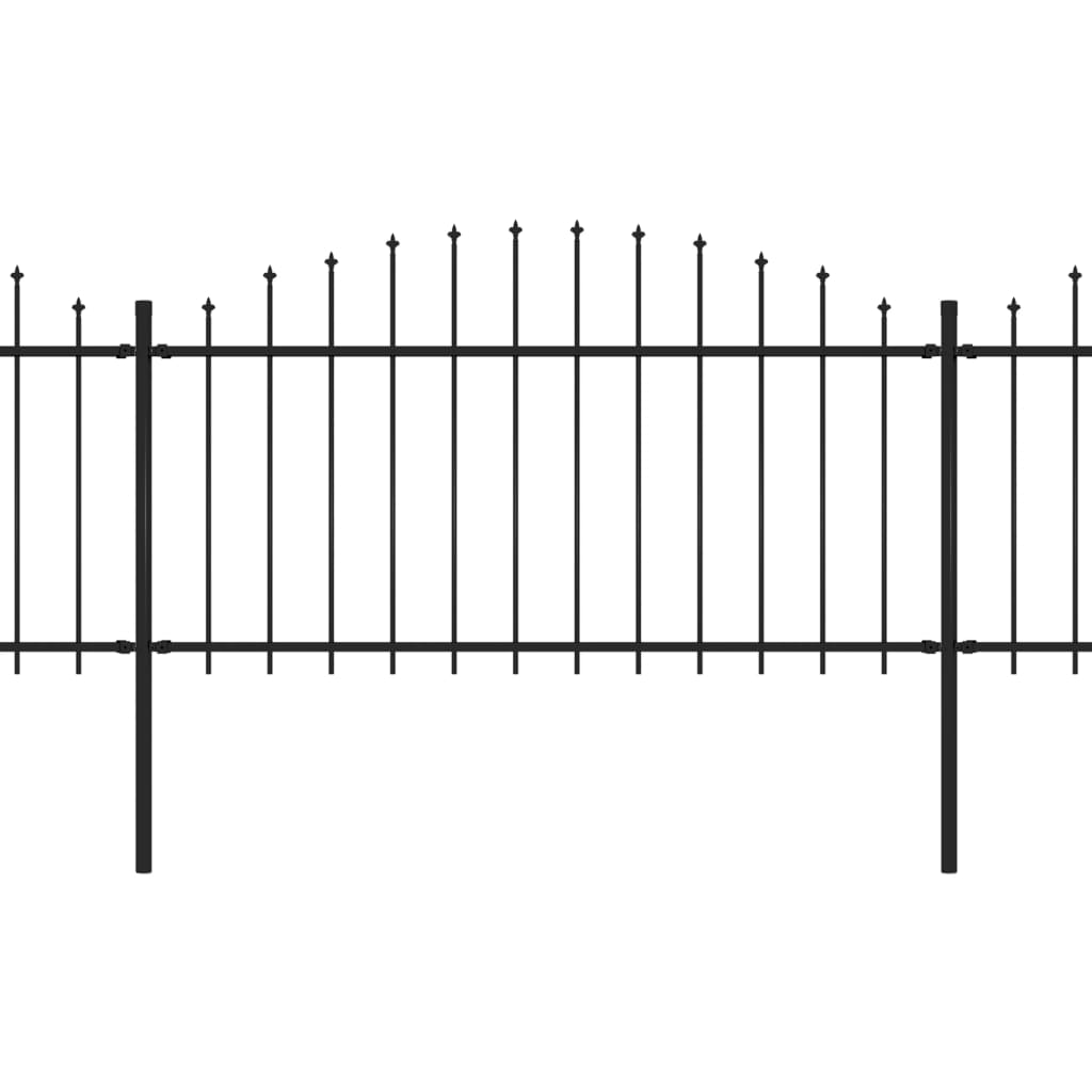 vidaXL Κάγκελα Περίφραξης με Λόγχες Μαύρα (1,25-1,5) x 3,4 μ. Ατσάλινα