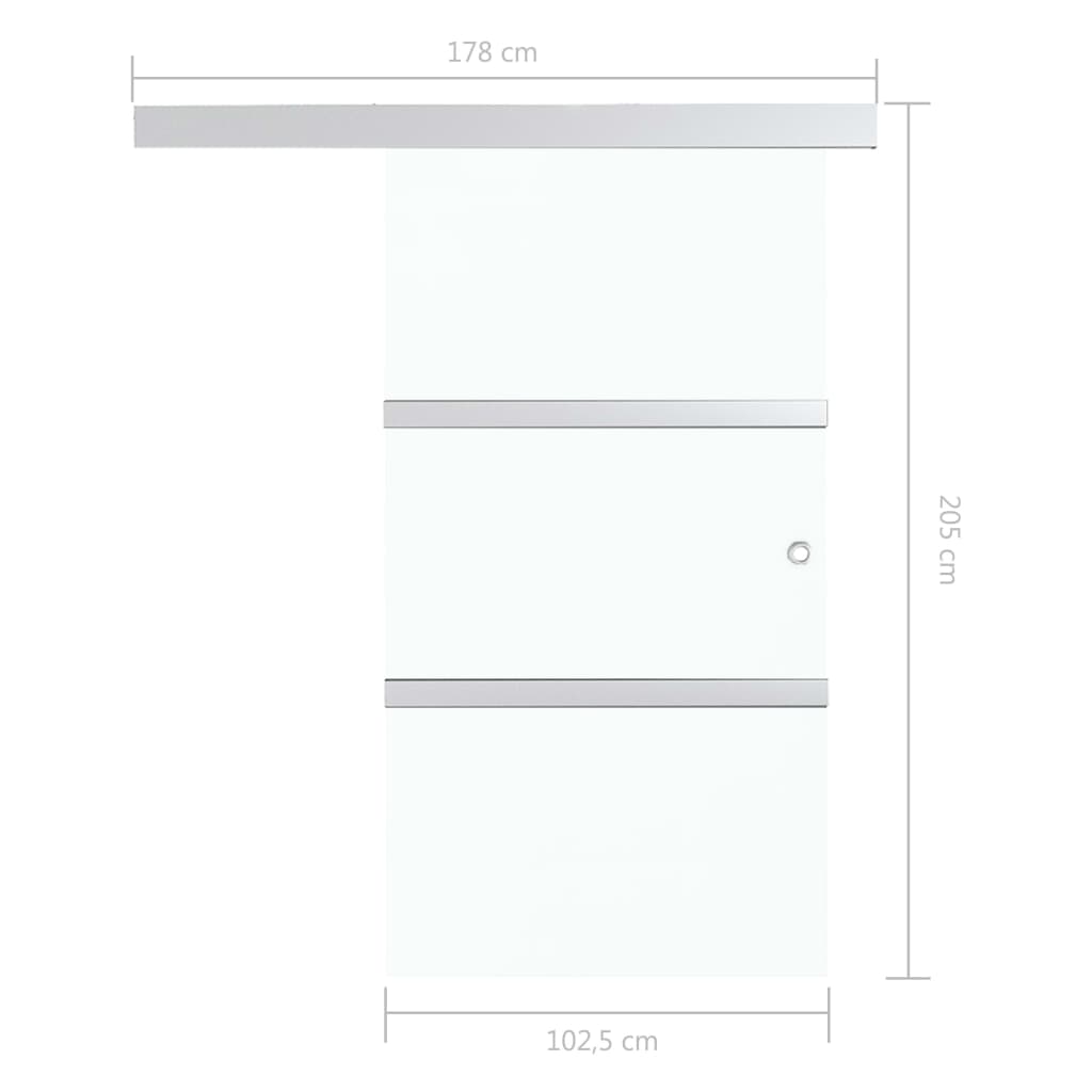 vidaXL Πόρτα Συρόμενη με Μαλακό Στοπ 102,5x205 εκ. Γυαλί/Αλουμίνιο