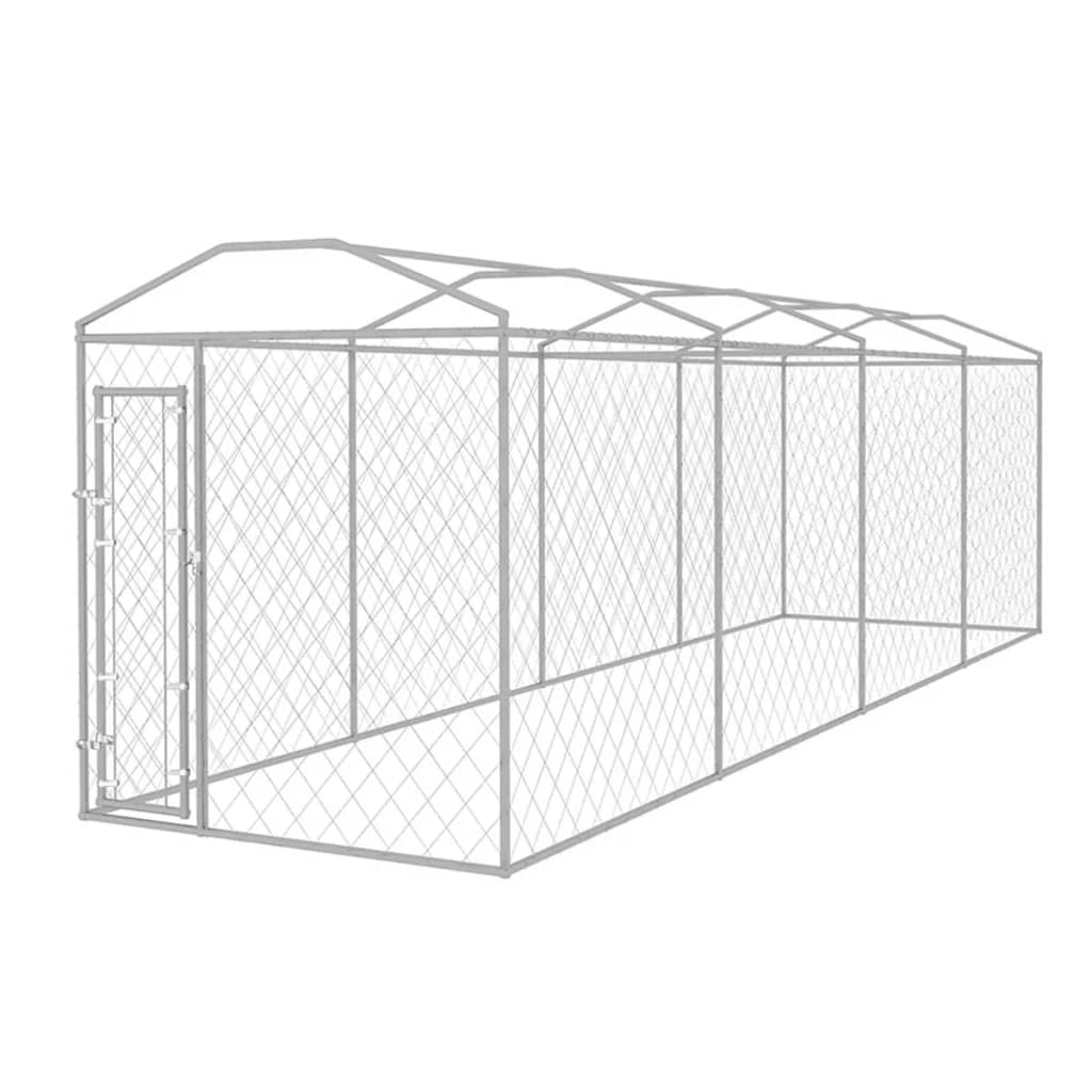 vidaXL Κλουβί Σκύλου Εξωτερικού Χώρου 8 x 2 x 2,4 μ. με Στέγαστρο