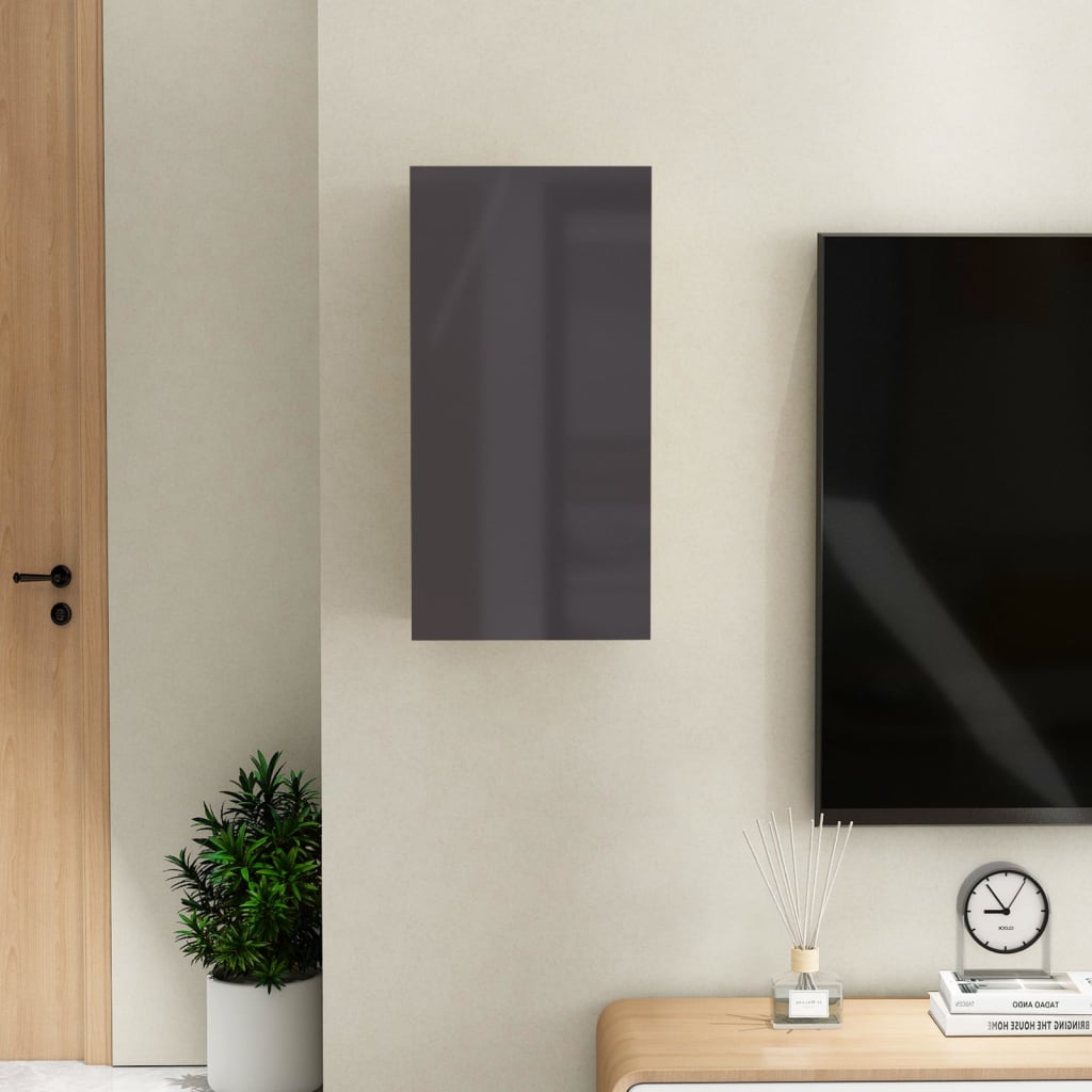 vidaXL Έπιπλο Τηλεόρασης Γυαλιστερό Γκρι 30,5 x 30 x 60εκ. Μοριοσανίδα