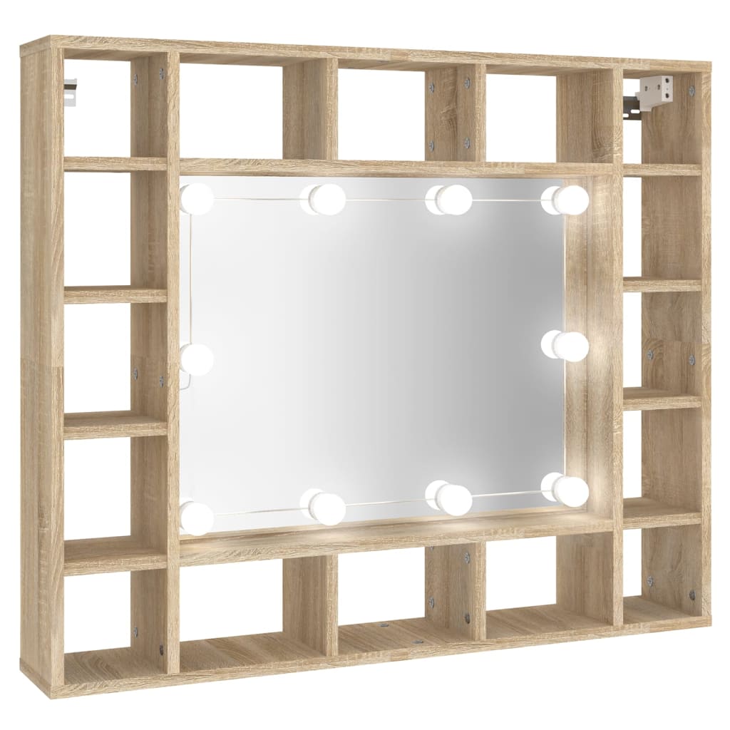 vidaXL Έπιπλο Καθρέπτη με LED Sonoma Δρυς 91 x 15 x 76,5 εκ.