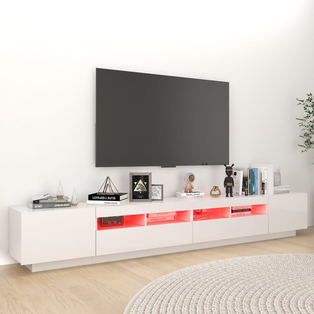 vidaXL Έπιπλο Τηλεόρασης με LED Γυαλιστερό Λευκό 260 x 35 x 40 εκ.