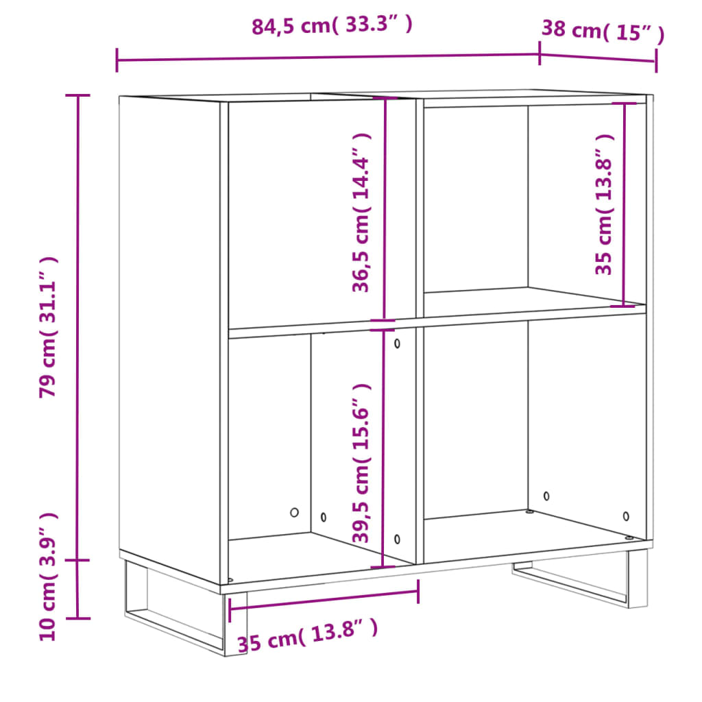 vidaXL Δισκοθήκη Γκρι Sonoma 84,5 x 38 x 89 εκ. από Επεξεργασμένο Ξύλο