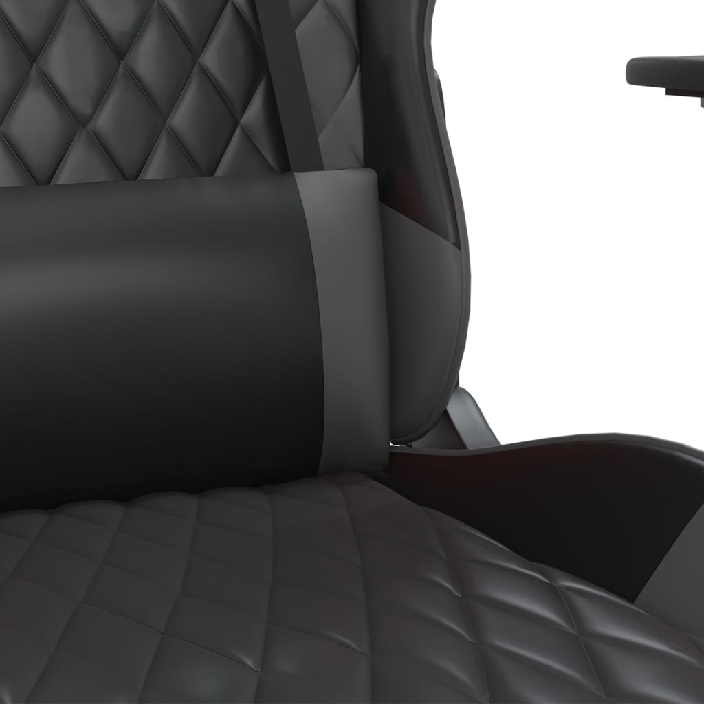 vidaXL Καρέκλα Gaming Μασάζ Υποπόδιο Μαύρο/Γκρι από Συνθετικό Δέρμα