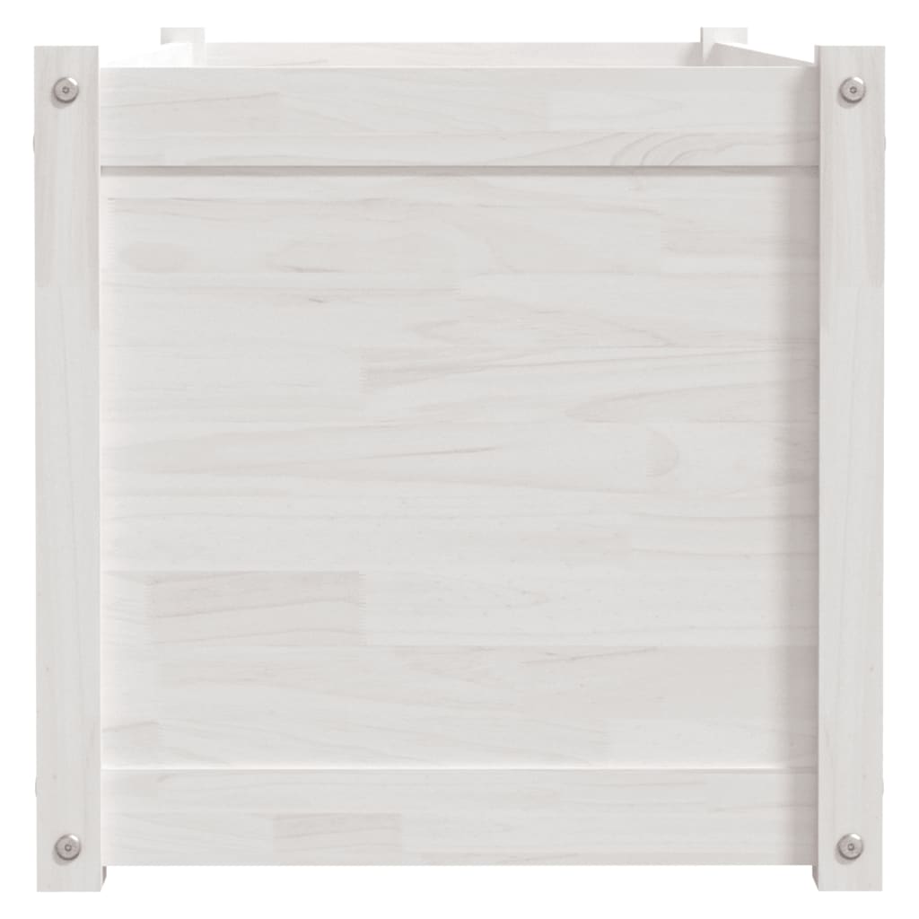 vidaXL Ζαρντινιέρα Λευκή 100 x 50 x 50 εκ από Μασίφ Ξύλο Πεύκου