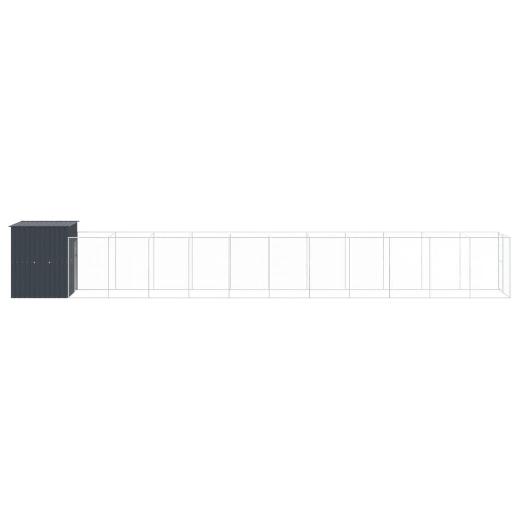 vidaXL Σπιτάκι Σκύλου με Αυλή Ανθρακί 165x1271x181 εκ. Γαλβαν. Χάλυβας