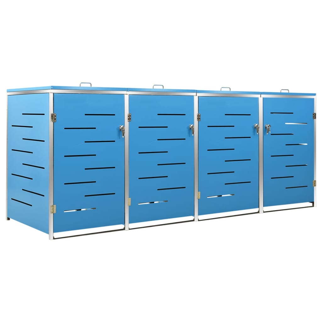 vidaXL Πλαίσιο Κάδων Απορρ. Τετραπλό Ρόδες 276,5x77,5x115,5εκ Αν. Ατσ.