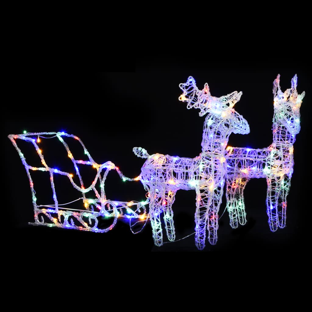 vidaXL Τάρανδοι Χριστουγεννιάτικοι με Έλκηθρο 130 εκ. 160 LED Ακρυλικό