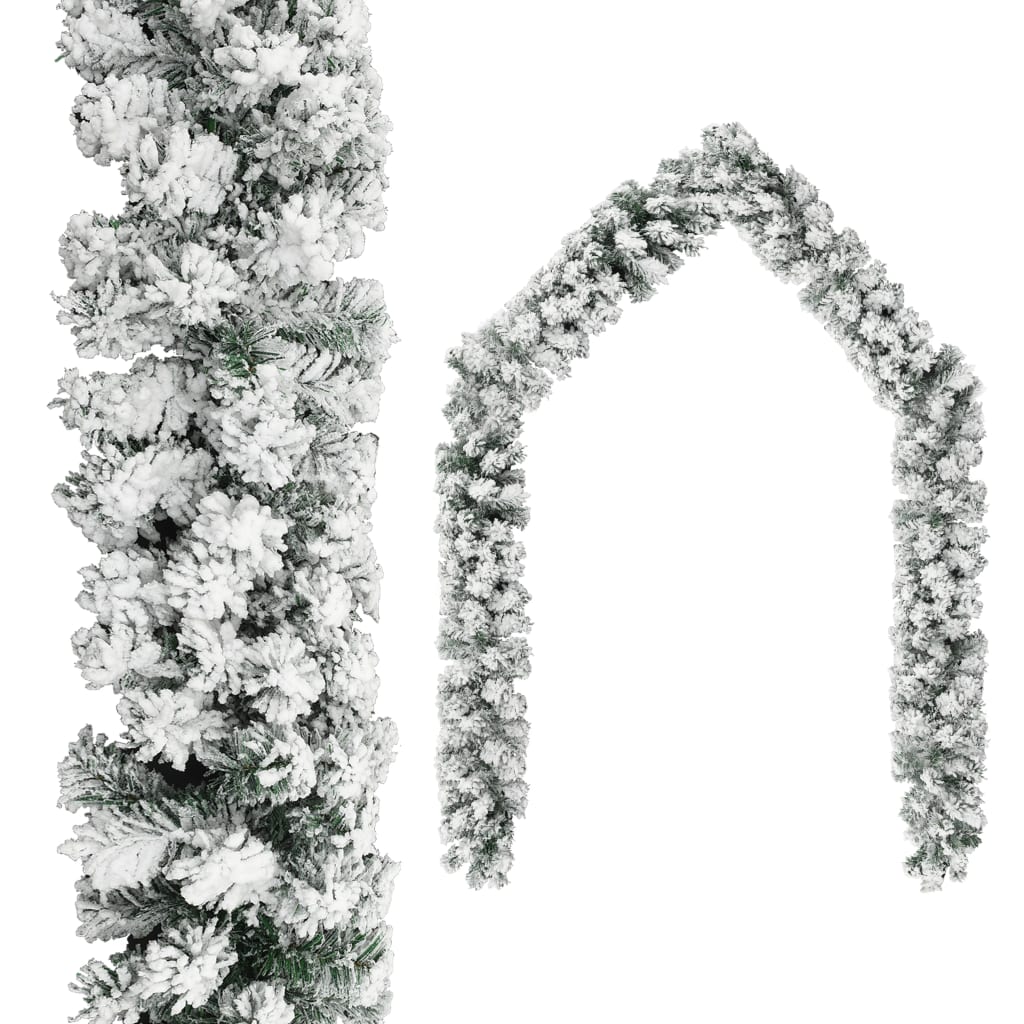 vidaXL Γιρλάντα Χριστουγεννιάτικη Χιονισμένη με LED Πράσινη 10 μ. PVC