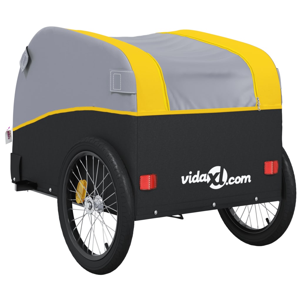 vidaXL Τρέιλερ Ποδηλάτου Μαύρο και Κίτρινο 30 Κιλά από Σίδερο