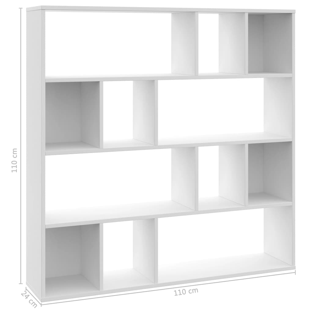 vidaXL Διαχωριστικό/Βιβλιοθήκη Λευκό 110x24x110 εκ. από Μοριοσανίδα