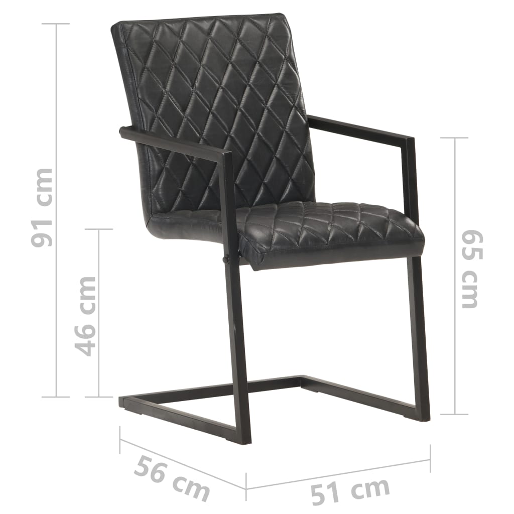 vidaXL Καρέκλες Τραπεζαρίας «Πρόβολος» 4 τεμ. Μαύρες από Γνήσιο Δέρμα