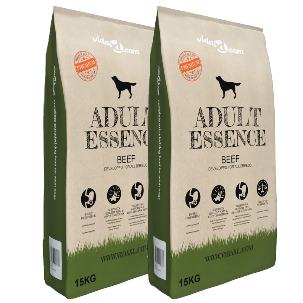 vidaXL Ξηρά Τροφή Σκύλων Premium Adult Essence Beef 2 τεμ. 30 κ.