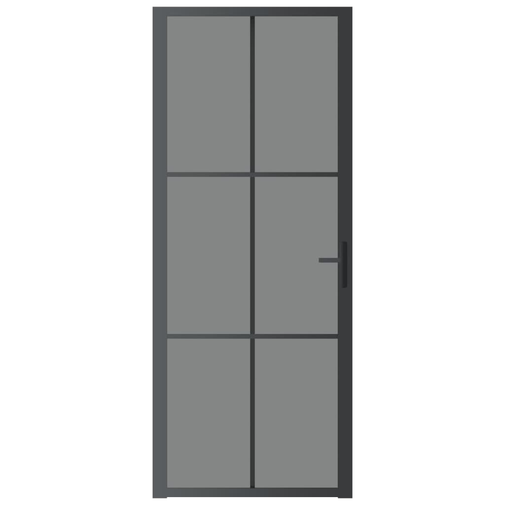 vidaXL Εσωτερική Πόρτα 83x201,5 εκ. Μαύρη ESG Γυαλί και Αλουμίνιο