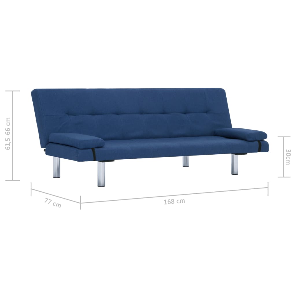 vidaXL Καναπές - Κρεβάτι με Δύο Μαξιλάρια Μπλε από Πολυεστέρα