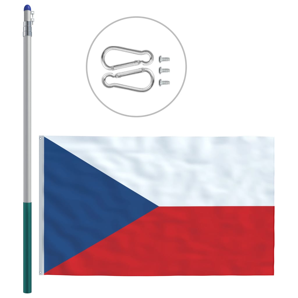 vidaXL Σημαία Τσεχίας 6 μ. με Ιστό Αλουμινίου