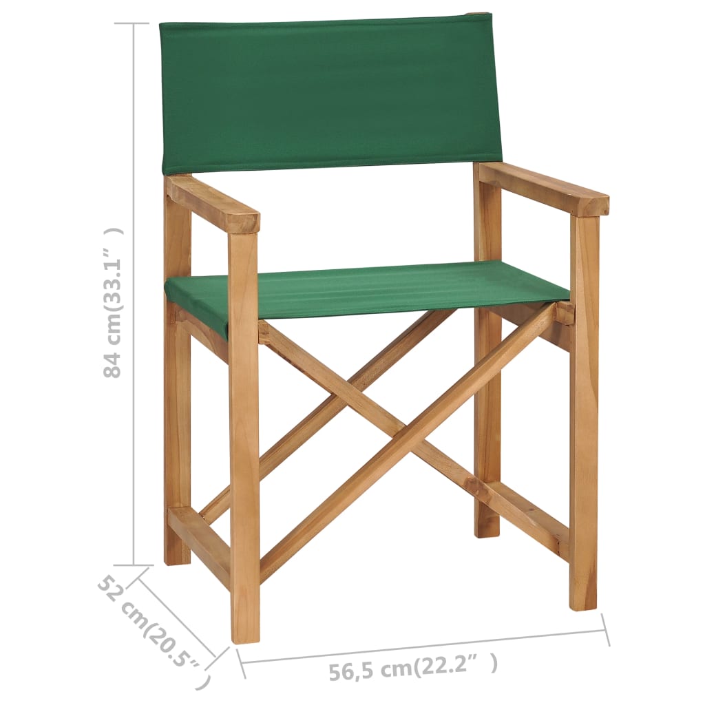 vidaXL Καρέκλα Σκηνοθέτη Πτυσσόμενη Πράσινη από Μασίφ Ξύλο Teak