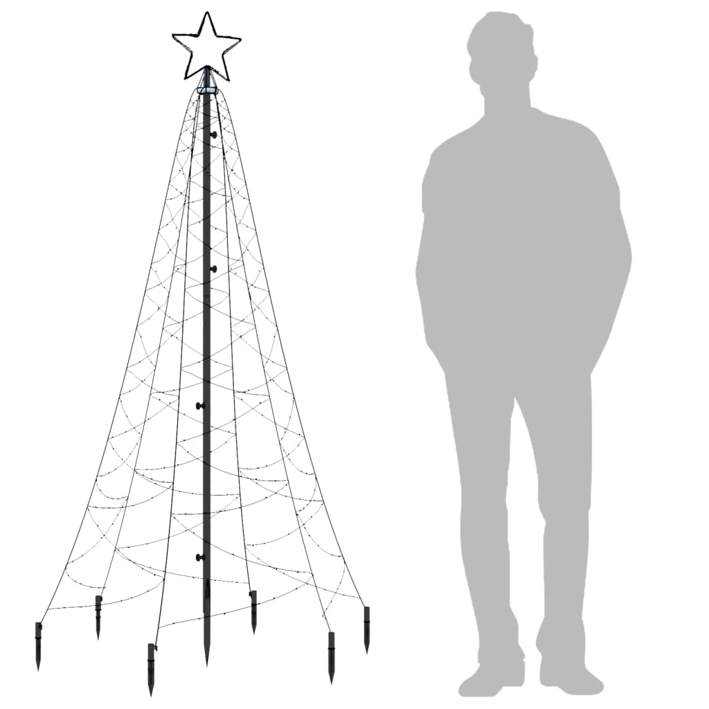 vidaXL Χριστουγεννιάτικο Δέντρο Με Ακίδα 200 LED Ψυχρό Λευκό 180 εκ.
