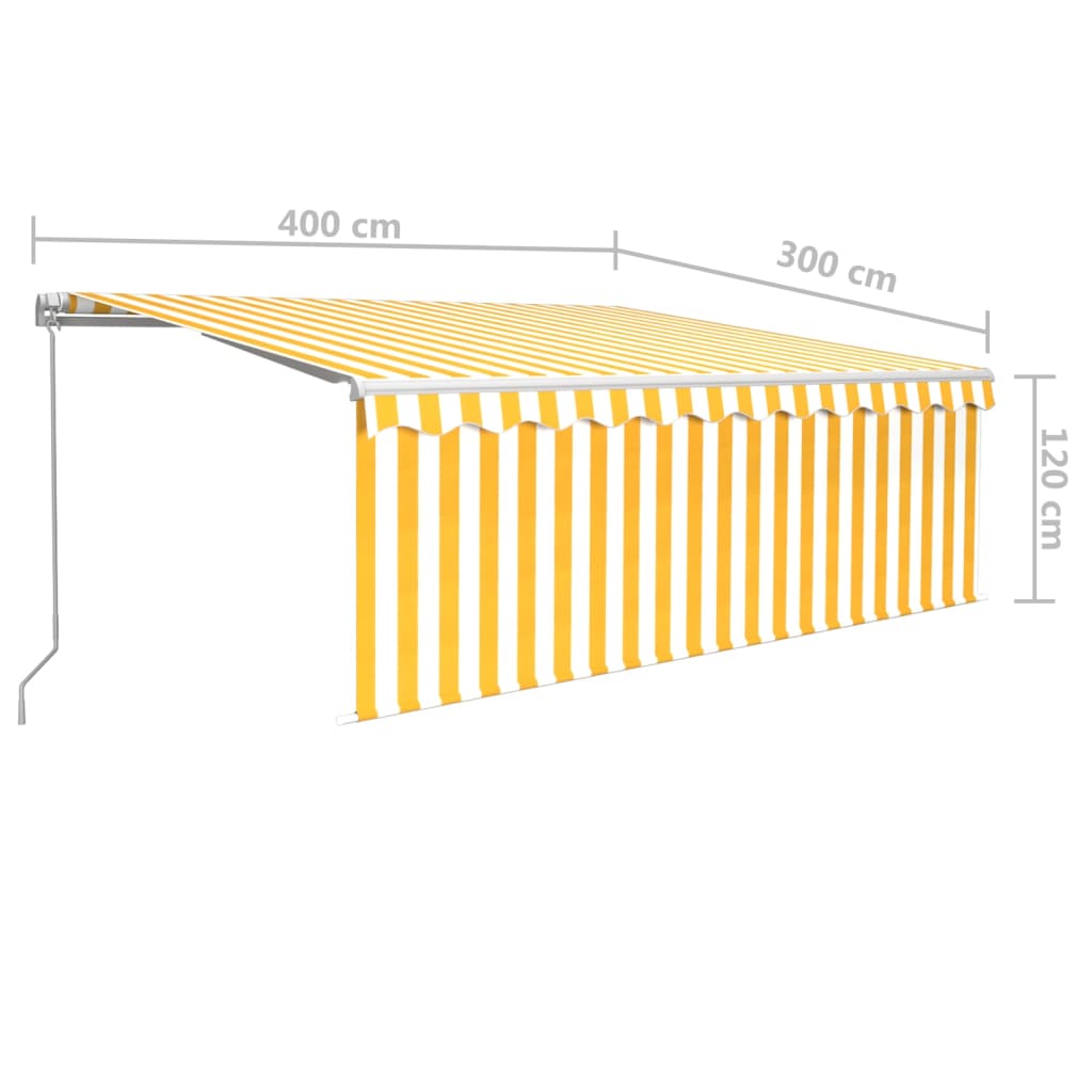 vidaXL Τέντα Συρόμενη Χειροκίνητη με Σκίαστρο Κίτρινο / Λευκό 4 x 3 μ.
