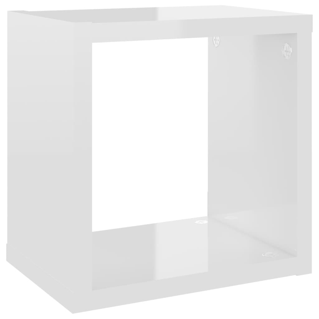vidaXL Ράφια Κύβοι Τοίχου 4 τεμ. Γυαλιστερό Λευκό 22 x 15 x 22 εκ.