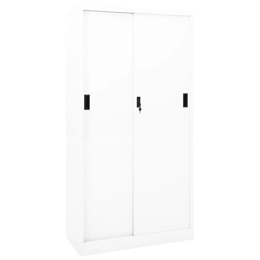 vidaXL Ντουλάπι Γραφείου με Συρόμενη Πόρτα Λευκό 90x40x180 εκ Ατσάλινο