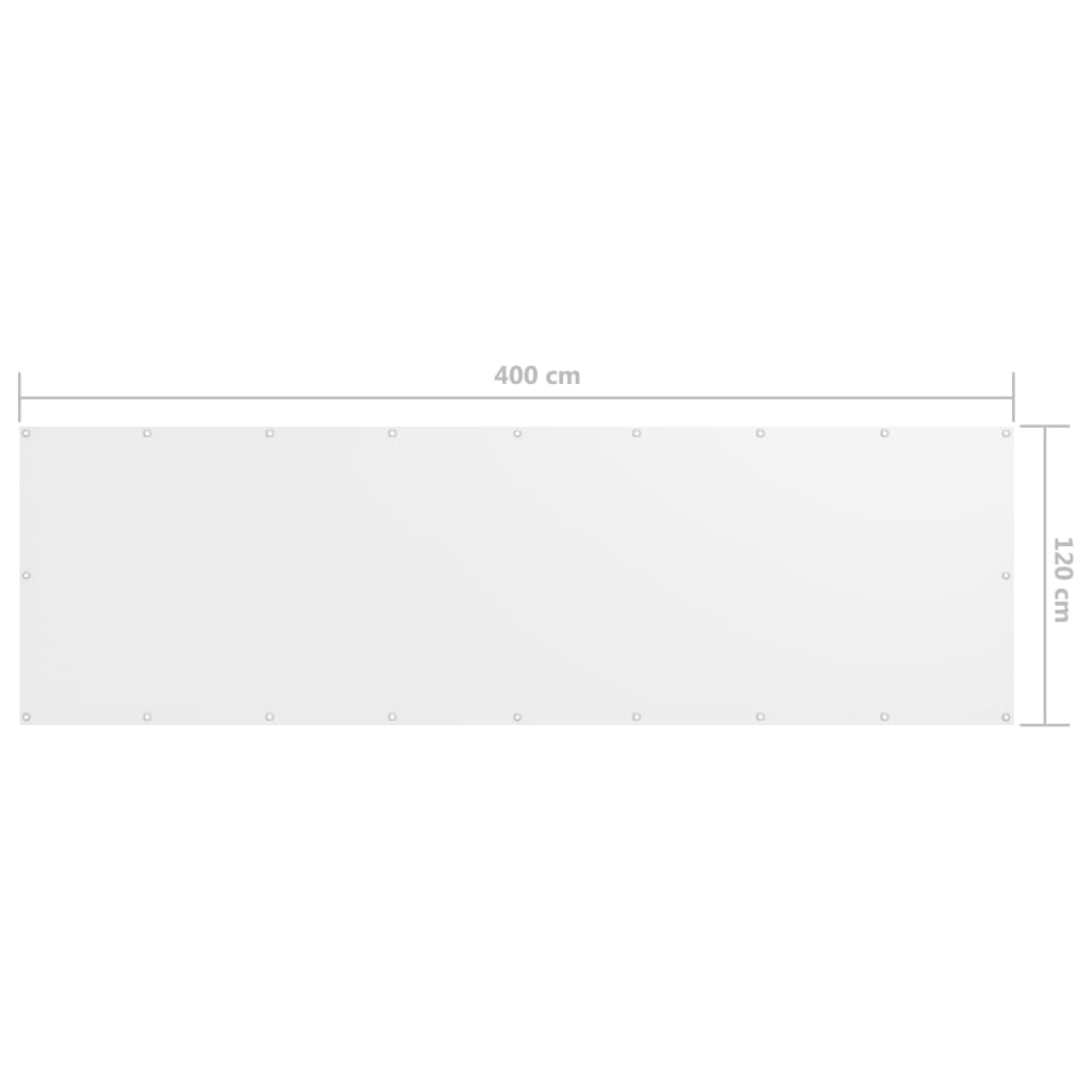 vidaXL Διαχωριστικό Βεράντας Λευκό 120 x 400 εκ. Ύφασμα Oxford