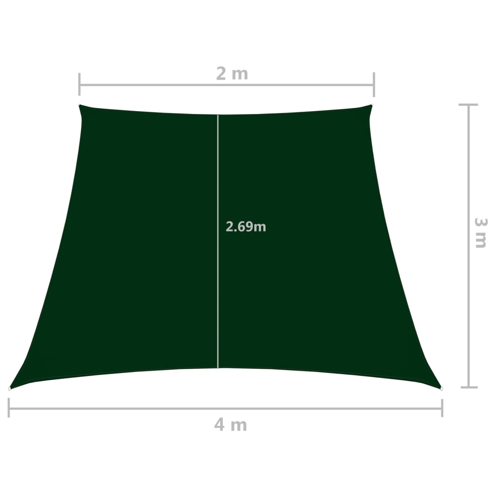 vidaXL Πανί Σκίασης Τρίγωνο Σκ. Πράσινο 2/4 x 3 μ. από Ύφασμα Oxford