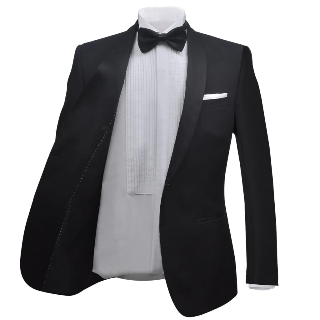 vidaXL Κοστούμι Ανδρικό Black Tie/Σμόκιν Δύο Τεμαχίων Μαύρο Μέγεθος 46